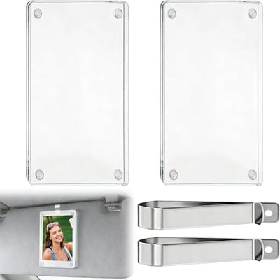 Set van 2 magnetische fotolijsten voor zonneklep, fotohouder voor 6 x 9 cm foto's, ideaal voor auto, familie en bestuurders