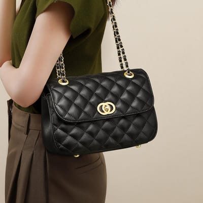 Nieuwe Ketting Crossbody Tas Kleine Geur Stijl Diamantvormige High-end Mode Dames Tas black