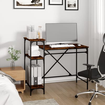 vidaXL - Bureau - 105x50x90 - cm - bewerkt - hout - en - ijzer - gerookt - eikenkleur