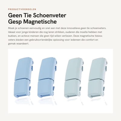 Dailygoods- Schoenveter Antislip - Magnetische Gesp - Tieless - Luie Veters - Quick Release - Tijdbesparend - Schoenlock