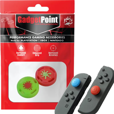 Gadgetpoint - Thumb Grips voor Nintendo Switch Joy-Con Controllers - Gaming Thumbgrips - Performance Anti-Slip Thumbsticks - Bescherming Accessoires - Splash - Roze/Groen
