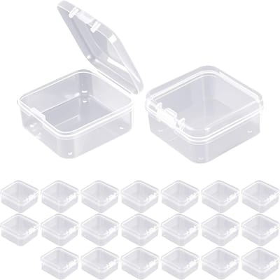 Set van 20 Opbergdozen met Deksel, Klein, 4,5 x 4,5 x 2 cm, Plastic Dozen voor Pillen, Kralen en Knutselaccessoires, Ideaal voor Organisatie en Opslag