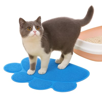 Nobleza Kattenbakmat - Schoonloopmat Kat - Kattenbak Onderlegger - Grit Opvangmat - Rubber - 45 x 60 cm - Blauw