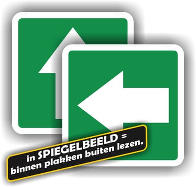 Jerma - Richtingaanwijzer sticker - set van 2 - Raamsticker - Spiegelbeeld - 10x10cm