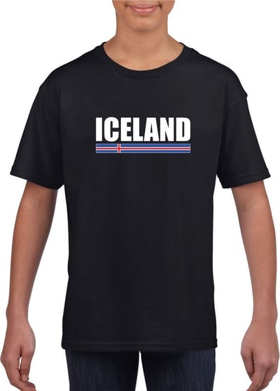 Zwart IJsland supporter t-shirt voor heren - IJslandse vlag shirts 110/116