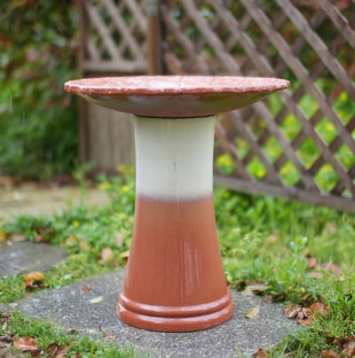 STILVORA Vogelbad – Handgemaakt Ø 43 x 45 cm – Keramiek – Roestrood Wit Verloopglazuur – Voor Tuin Terras en Balkon – Vorstbestendig
