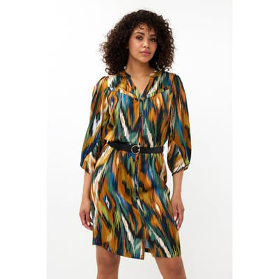 EsQualo Dress Twisted Slve Universe Lightning Print Maat: 34 | Blousejurken Outlet | Dames | Bruin