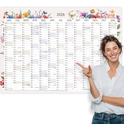 Grote Wandkalender 2026 met Wilde Bloemenillustraties - A1 Formaat, Organiseer Je Jaar Met Stijl