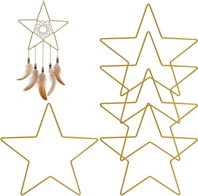 Set van 5 Dromenvangers in Stervorm voor Wanddecoratie, Bohemian Stijl, DIY Ambacht, Slaapkamer en Woonkamer Decoratie, Scandinavisch Ornamenten Set van 20 cm