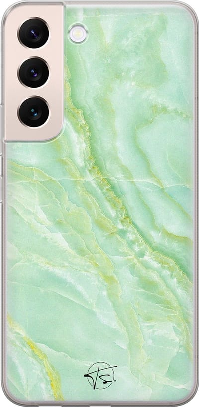 Hoesje geschikt voor Samsung Galaxy S22+ - Marmer Limegroen - Soft Case - TPU - Marmer - Groen - Mooie Telefoonhoesjes