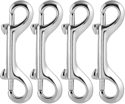 Dailygoods- Karabijnhaak Dubbel - 4 Stuks - Boutsnapper - Duikhaak - Sleutelhanger - Zinklegering - Zilver - Clips