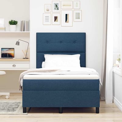 vidaXL - Boxspring - bed - met - hoofdeinde - Blauw - 120 - x - 190 - cm - Stof