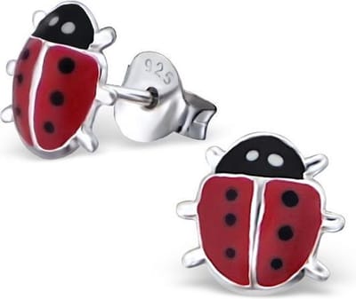 Princess Oorbellen Ladybug - 925 Zilver E-Coating - Diertje - 8x8mm