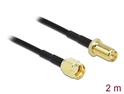 Delock Antenna Cable RP-SMA plug to RP-SMA jack LMR/CFD100 2 m low loss