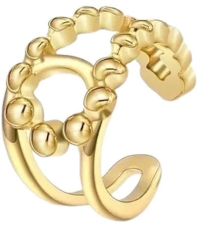 Aramat Jewels | Ringen | RVS Verstelbare Ring - Geknoopt Dot Motief - One Size | Goudkleur | | | Staal | Volwassenen | Verkleurd niet