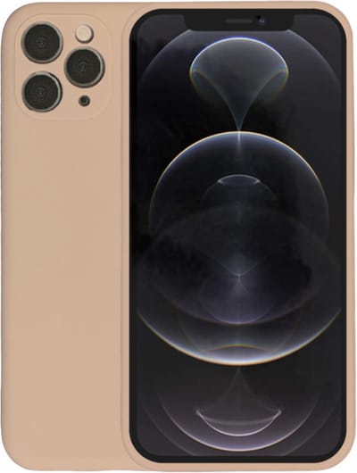 Smartphonica Telefoonhoesje Geschikt voor iPhone 12 Mini siliconen hoesje - Backcover Siliconen Case - Beige geschikt voor iPhone 12 Mini