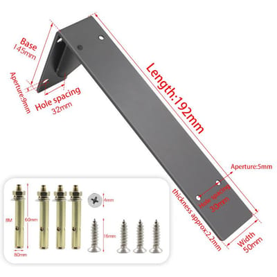 2 Stuks Heavy Duty Schouwbeugels, Grote Metalen Plank, Wandmontage Driehoekige Zwevende Handgelaste Werkbladhouder, Belasting 250KG Black 8 inch