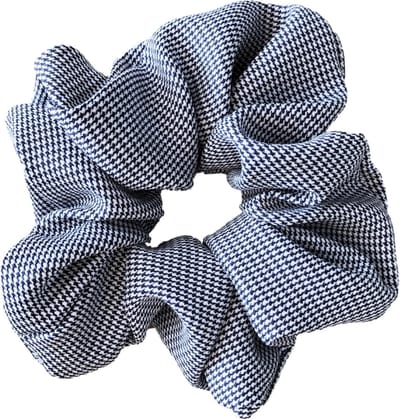 Scrunchie 1 stuk Scrunchie Geruit exclusief Extra Vol en Luxe - haarelastiek haarwokkel scrunchies - donkerblauw - scrunchies met ruitjes - Kraagjeskopen.nl