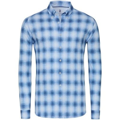 Desoto Overhemd Casual Button-Down 3D Check Flanel Licht Blauw / male
