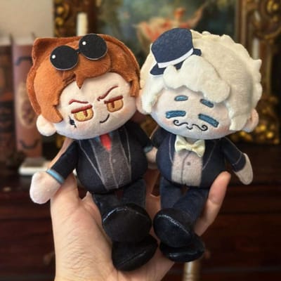Ensemble 2 pièces 15 cm Peluche Good Omens Ange Démon Peluche Remplie Jouet Azirapha Crowley Peluche Cosplay Pour Fans Cadeau d'Anniversaire de Vacances 15cm
