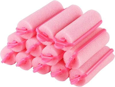 12 stuks krullend haar, schuim, krullend haar, zachte spons, krullend haar, krullend haar Geschikt voor vrouwen, meisjes, kinderen, kapsel (20 mm, roze)