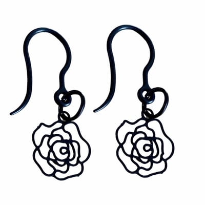 Allergievrij oorbellen zwart pioenroos-Charme Bijoux