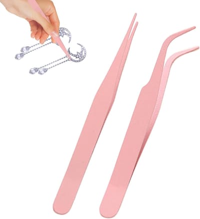 Pincetten Set - Craft Tool - Scrapbooking Maken - Roestvrij Staal - 2 Stuks - Roze Groen Paars