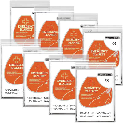 Nooddeken - 8 stuks - Thermisch Reflecterend Mylar Folie - Eerste Hulp Overlevingsdeken - Voor Wandelen Camping Marathon - Buitenactiviteiten Zilver