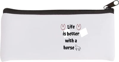 Akyol - life is better with a horse Etui - Paarden - paarden liefhebbers - verjaardag - cadeau - kado - geschenk - 20 bij 9 cm