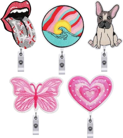 5-delige Badge Reel Houder, Retractable Badge Holder met Krokodillenclip voor Leraar, Student, Vrijwilliger, Arts en Beveiligingsmedewerker