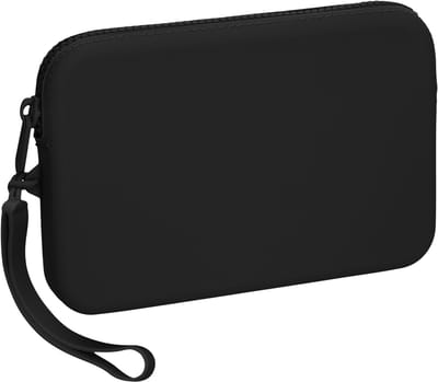 kwmobile Telefoontas van zacht siliconen – Telefoontasje 18 x 12 x 2,5 cm – Siliconen hoes met ritssluiting zwart – Make-uptas Beschermhoes