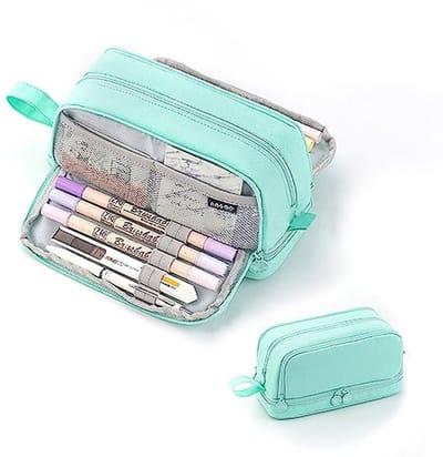 Grote Capaciteit Etui voor Meisjes en Tieners - Duurzaam en Multifunctioneel - Perfect voor School en Kantoor - Groen