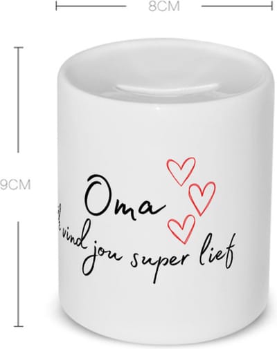 Akyol - oma ik vind jou super lief Spaarpot - Oma - de liefste oma - verjaardag - cadeautje voor oma - oma artikelen - kado - geschenk - 350 ML inhoud