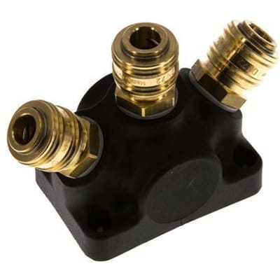 Brass/plastic DN 7.2 (Euro) Luchtkoppeling Snelkoppeling G 1/2 inch Binnendraad Wandmontage 3-weg - CLS7-F-P-3W-PL-012