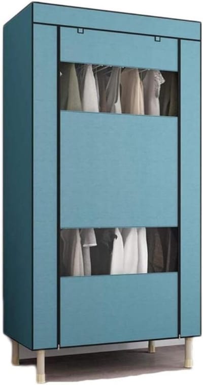 Opbergkast Stof - Kledingkast Slaapkamer - Ruimte Besparen - Met Rits - Meerdere Vakken - Blauw