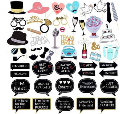 Somstyle Photobooth Props Set - 52 Stuks - Feest & Bruiloft Maskers - Fotohokje Rekwisieten - Multicolor