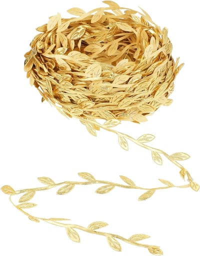 20 meter gouden cadeau lint met bladeren, kunstmatige wijnstokken en guirlandes voor bruiloften, feestdecoratie en ambachtelijke projecten