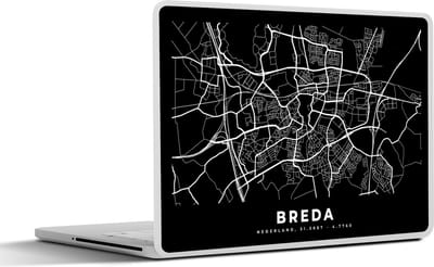 Laptop sticker - 11.6 inch - Breda - Kaart - Zwart - 30x21cm - Laptopstickers - Laptop skin - Cover