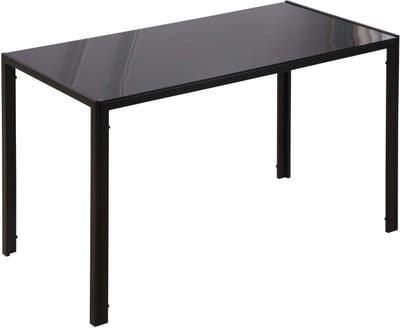 HOMCOM - eettafel - metaal - glas - 120L x 60B x 75H cm - zwart