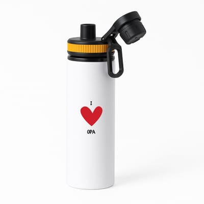 Hacebo® - I love opa waterfles met draaidop oranje - Opa - Opa's - Vaderdag - cadeau voor opa - hartje - familie - water fles - 850ML