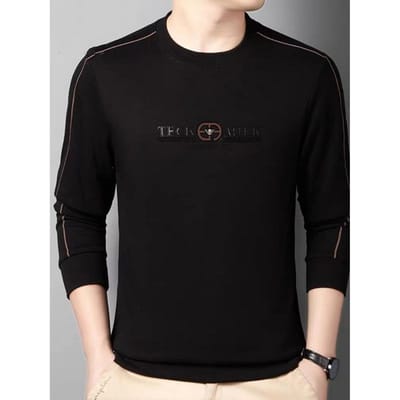 Lange Mouwen Herfst Mannen Herfstkleding Nieuw Ronde Hals Hete Diamant Bedrukt T-shirt Elastisch Los Dun Basislaag 4XL black