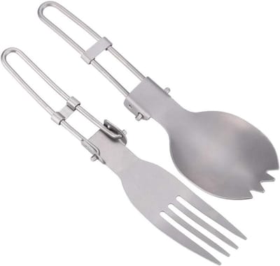 Opvouwbare camping bestek - draagbare sporkvork voor outdoor reizen (vork + lepel)