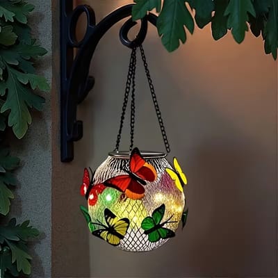 Namajunas - Buitenlantaarn zonne energie - Solar Tuinlamp - Tuinverlichting - Buitenverlichting - Kleurrijke vlinder decoratielamp - cadeau - Sfeerverlichting - hanglamp