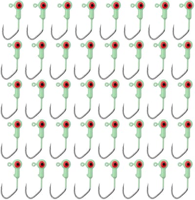 Dailygoods- Jig Heads 40st - Glow in the Dark - Crappie Loodkoppen - 3D-Ogen - Lichtgewicht - Roestvrij Staal - Ideale Visaccessoires - Vishaken