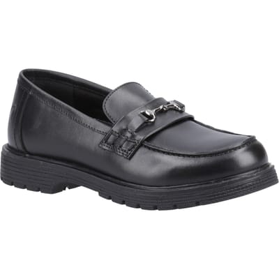 Hush Puppies Lydia Senior Meisjes Zwarte Leren Mocassins
