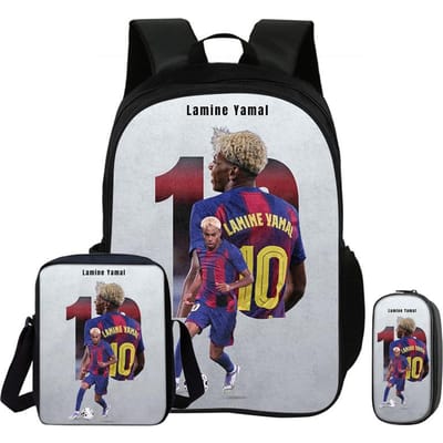 L-Lamin Yamal 3-delige Set Rugzak Schoudertas Etui Boekentas Voetbalster Rugzak kind Mochila Sport Schooltas Kindercadeau
