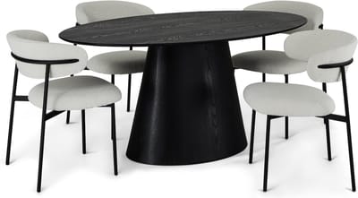 Giga Meubel Eettafel Tango - Ovaal 160cm - Zwart Eikenhout - 4-6 Personen