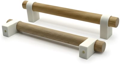 Home 3D® - Handgrepen Wit - 2 Stuks - 128mm - Beukenhout - Gemaakt in Nederland - Inclusief Schroeven - Voor Keuken, Kast en Meubel