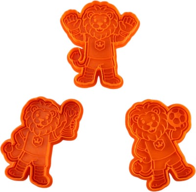 Uitsteekvormpjes voetbal – Koekjes Uitstekers – stempel voor deeg fondant klei – Cookie Cutter - WK & EK - Oranje leeuwen set