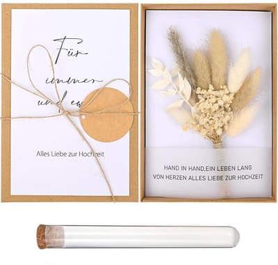 Dailygoods- Geldgeschenkset Bruiloft - Kraftpapieren Geschenkdoos - Wenskaart - Plastic Reageerbuis - Henneptouw - Hoogwaardige Materialen - Cadeauset